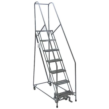 90 in H Steel Rolling Ladder, 6 Steps, 450 lb Load Capacity
