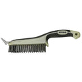 1 in W Scratch Brush with Scraper, Stiff, 3 in L Handle, 3 in L Brush, Gray, Plastic