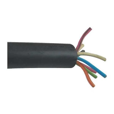 Portable Cord, SOOW, 16 AWG, 8 C, Black, EPDM Rubber, Stranded, 600V, Indoor/Outdoor, 250 ft