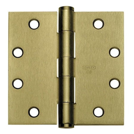 Door and Butt Hinge, Steel, Full Mortise Mounting, 2 in Leaf W x 4 1/2 in Leaf H, Bright Brass