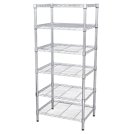 Wire Shelving Unit, 18"D x 36"W x 63"H, 6 Shelves, Chrome
