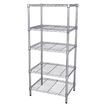 Wire Shelving Unit, 18"D x 60"W x 74"H, 5 Shelves, Chrome