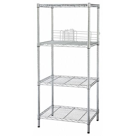 Wire Shelving Unit, 18"D x 60"W x 74"H, 4 Shelves, Chrome
