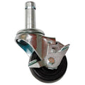 Swvel Stem Caster w/Brak, Rubbr, 3 in, 200 lb