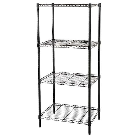 Wire Shelving Unit, 18"D x 48"W x 63"H, 4 Shelves, Black