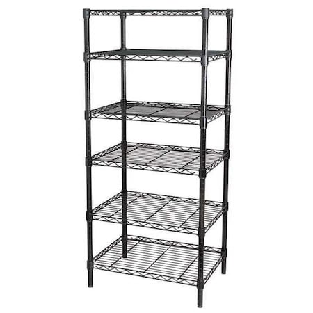 Wire Shelving Unit, 18"D x 60"W x 74"H, 6 Shelves, Black