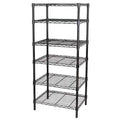 Wire Shelving Unit, 18"D x 36"W x 74"H, 6 Shelves, Black