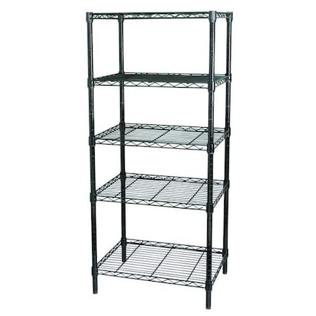 Wire Shelving Unit, 18"D x 36"W x 74"H, 5 Shelves, Black