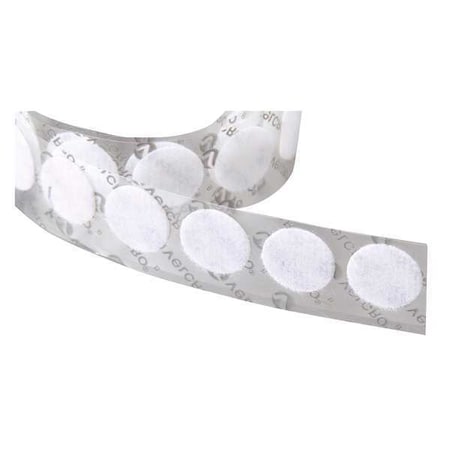 Reclosable Fastener, Disc, Acrylic Adhesive, 5/8 in, White, 1200 PK