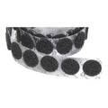Reclosable Fastener, Disc, Acrylic Adhesive, 1-3/8 in, Black, 600 PK