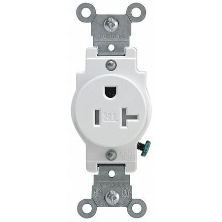 Straight Blade Receptacle, 5-20R, 20 A, 125V AC, 2 Pole, 3 Wire, Flush Mount, Grounded