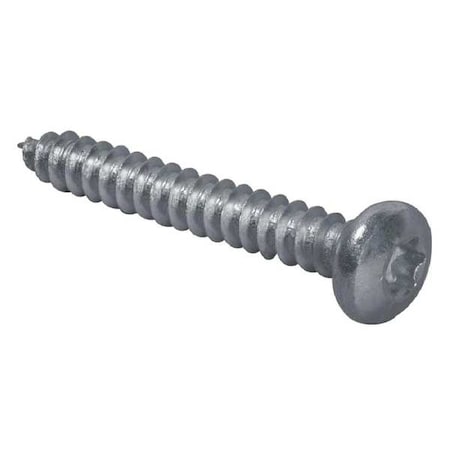 Sheet Metal Screw, #10 x 1/2 in, Zinc Plated Steel Pan Head Torx Drive, 100 PK