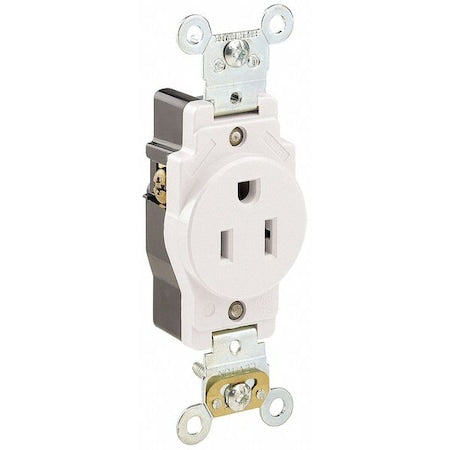 Straight Blade Receptacle, 5-15R, 15 A, 125V AC, 2 Pole, 3 Wire, Flush Mount, Self-Grounded