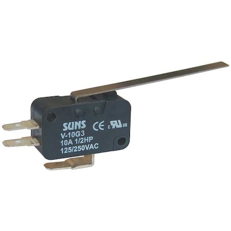 Miniature Snap Action Switch, Hinge, Lever, Long Actuator, SPDT, 10 A at 240 V AC Contact Rating