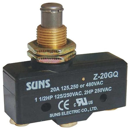Snap Action Switch, Panel Mount, Plunger Actuator, SPDT, 20 A at 480 V AC Contact Rating