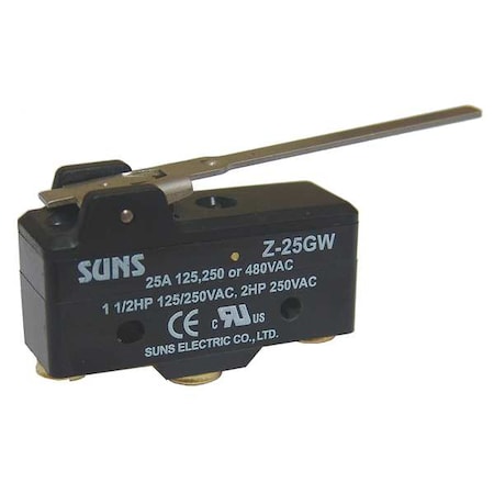 Snap Action Switch, Hinge, Lever Actuator, SPDT, 25 A at 480 V AC Contact Rating