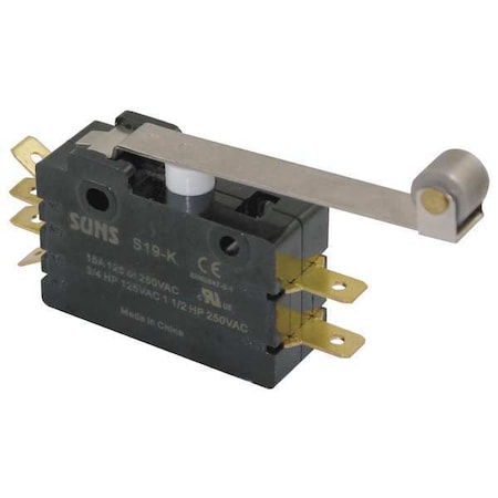 Snap Action Switch, Hinge Roller, Lever Actuator, DPDT, 15 A at 240 V AC Contact Rating