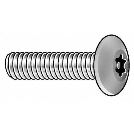 #10-24 x 1-1/2 in Torx Button Tamper Resistant Screw, Plain Finish, 18-8 Stainless Steel, 50 PK