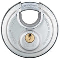 Padlock, Keyed Alike, Partially Hidden Shackle, Disc Stainless Steel Body, Steel Shackle, 3/4 in W