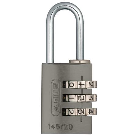 Combination Padlock, 1 1/8in, Rectgle, Blck