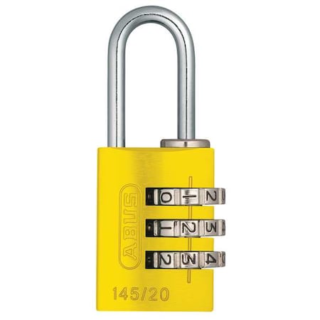 Combination Padlock, 1 1/8in, Rectgle, Yelw