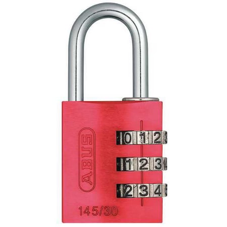 Combination Padlock, 1 3/8 in, Rectgle, Red