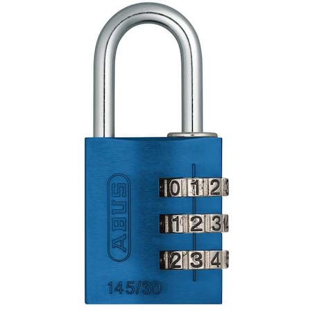 Combination Padlock, 1 3/8in, Rectgle, Blue