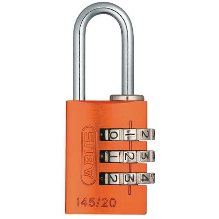 Combination Padlock, 1 1/8in, Rectgle, Orge