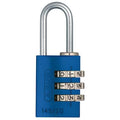 Combination Padlock, 1 1/8in, Rectgle, Blue
