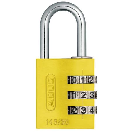 Combination Padlock, 1 3/8in, Rectgle, Yelw