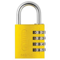 Combination Padlock, 1 4/5in, Rectgle, Yelw