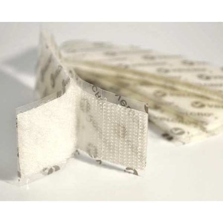 Reclosable Fastener Shapes, Acrylic Adhesive, 4 in, 1 in W, White, 50 PK
