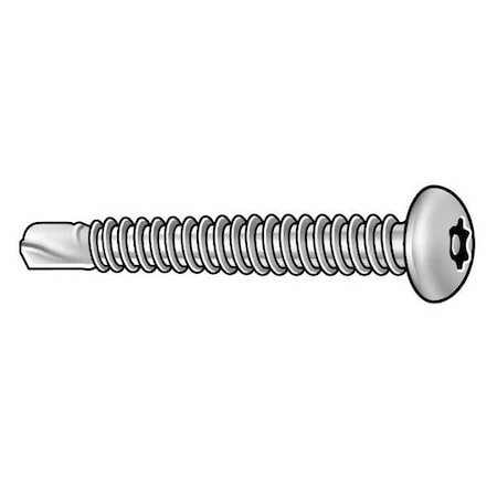 Tamper Resistant Screw, 1/2 in, Plain Finish, 410 Stainless Steel, Pan Head Torx Drive, 25 PK