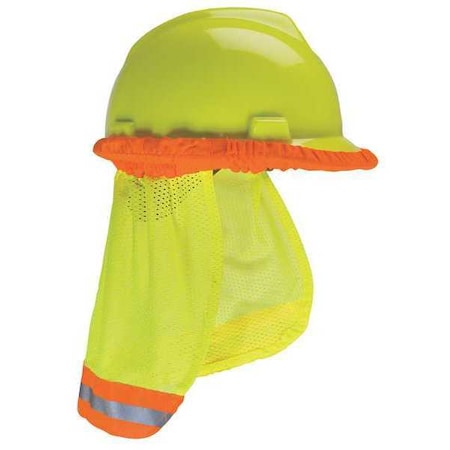 Sun Shade, Hard Hat Protector, Breathable Mesh, Hi-Viz Yellow-Green, One Size Fits All