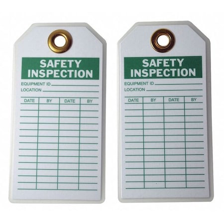 Tag, Safety, Polyester, 3 in H x 5 3/4 in W, White, Rectangle, 10 PK