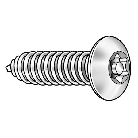 Tamper Resistant Screw, 1/2 in, Black Oxide Finish, Steel, Button Head Torx Drive, 25 PK