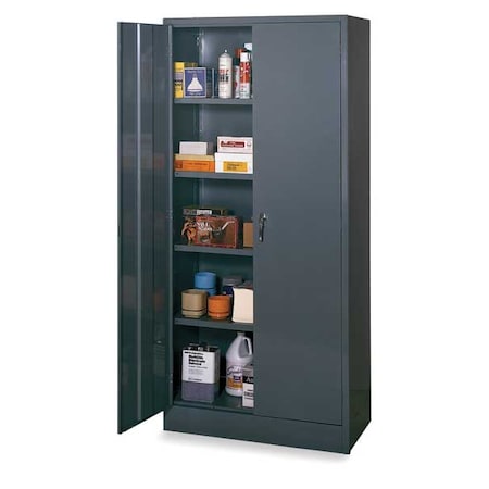 Shelving Storage Cabinet, 78 in H, 36 in W, 24 in D, Swing, Keyed, Gray, 4 Shelves, 0 Drawers