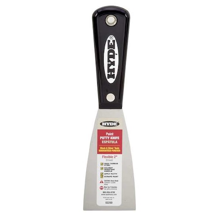 Putty Knife, Straight, Carbon Steel, 2"W