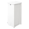 Defender 13 gal Square Step-On Can, White, Foot Pedal, Steel, 15 in