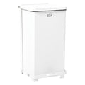 Defender 6-1/2 gal Square Step-On Can, White, Foot Pedal, Steel, 12 in