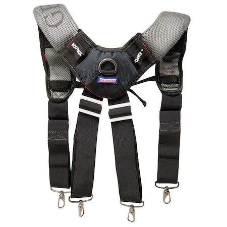 Tool Suspenders, Tool Belt Suspenders, Black, Gray, Polyester, 1 Pockets