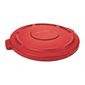 BRUTE(R) 44 gal Trash Can Lid, Flat Red, Resin, 0 Openings 24 1/2 in W/Dia