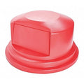 BRUTE(R) 55 gal Trash Can Lid, Dome with Push Door Red, Resin, 1 Openings 27 1/4 in W/Dia