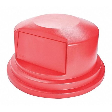 BRUTE(R) 55 gal Trash Can Lid, Dome with Push Door Red, Resin, 1 Openings 27 1/4 in W/Dia