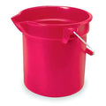 3 1/2 gal Round Bucket, 11-1/4 in H, 12 in Dia, Red, Plastic
