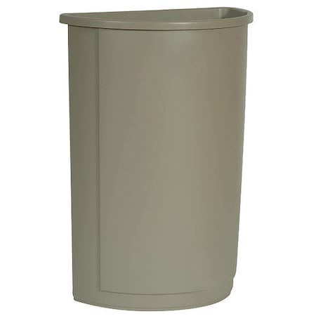 Untouchable(R) 21 gal Half-Round Indoor Plastic Can, Beige, None, Plastic, Not Applicable