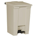 Step-On Containers 12 gal Rectangular Step-On Can, Beige, Foot Pedal, Plastic, 15 3/4 in