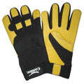 Mechanics Gloves, Grain Deerskin Leather Palm, S, Black/Yellow
