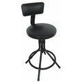 Round Stool with Backrest, Height 24" to 28"Black