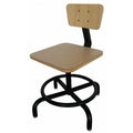 Task Stool, 18-1/2 in to 23-1/4 in Height, Plywood, Wood